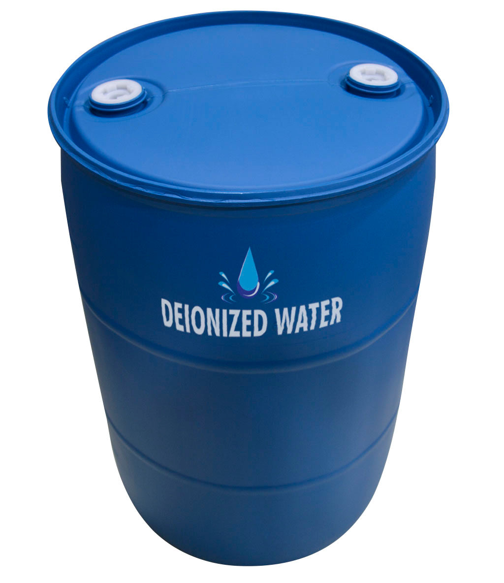 Bulk deionized water (di water) in 55 gallon drum.