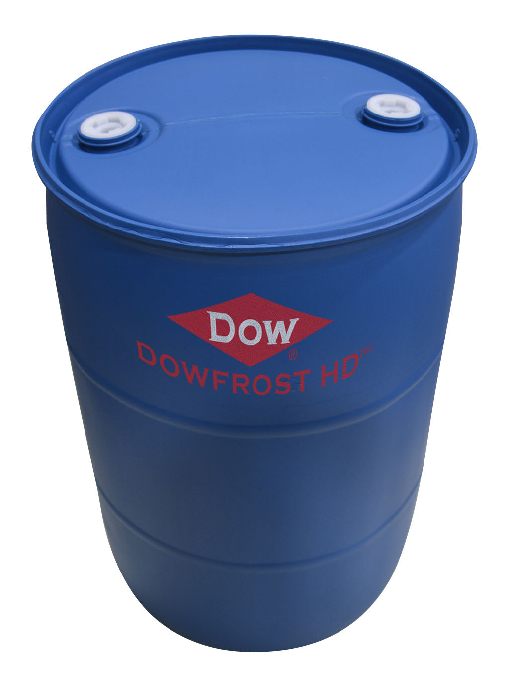 DOWFROST HD inhibited propylene glycol in a 55 gallon blue plastic drum.