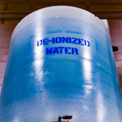 Bulk, high purity deionized water that is produced on-site at the Go Glycol Pros facility.
